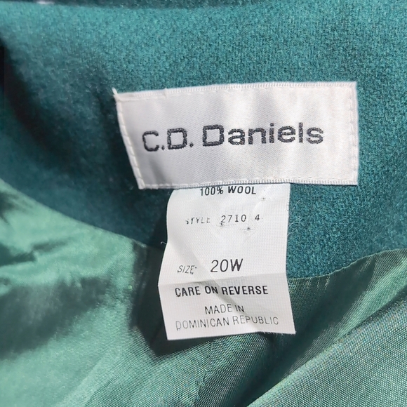 Vintage C.D. Daniels Sz 20W Emerald Green Wool Blazer - Picture 5 of 6